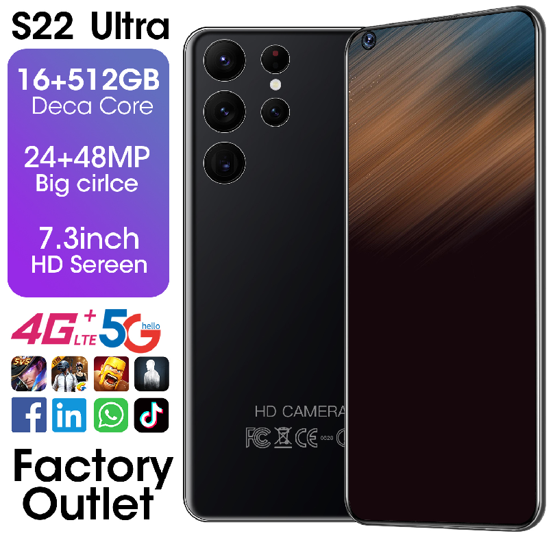 3 G cheap mobile phone S22 Ultra Android (16+512GB) memory smart phone large screen mobile phone hot spot